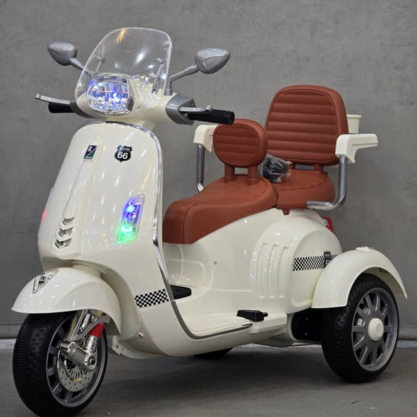 Moto Électrique 2 Place Vespa à 3 Roues pour Enfants