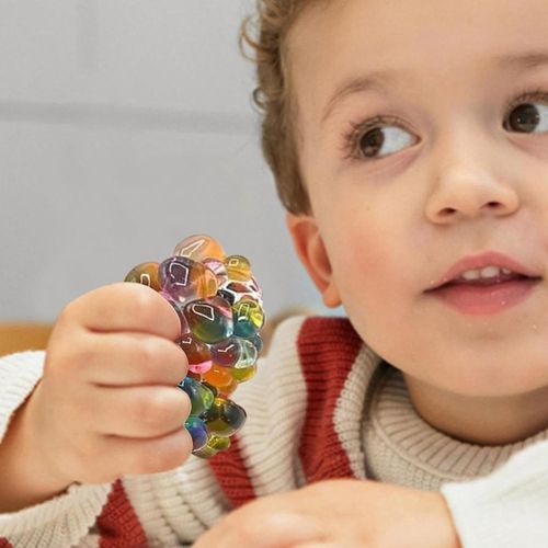 Lot de 2 balles anti-stress Rainbow avec filet – Effet psychédélique arc-en-ciel