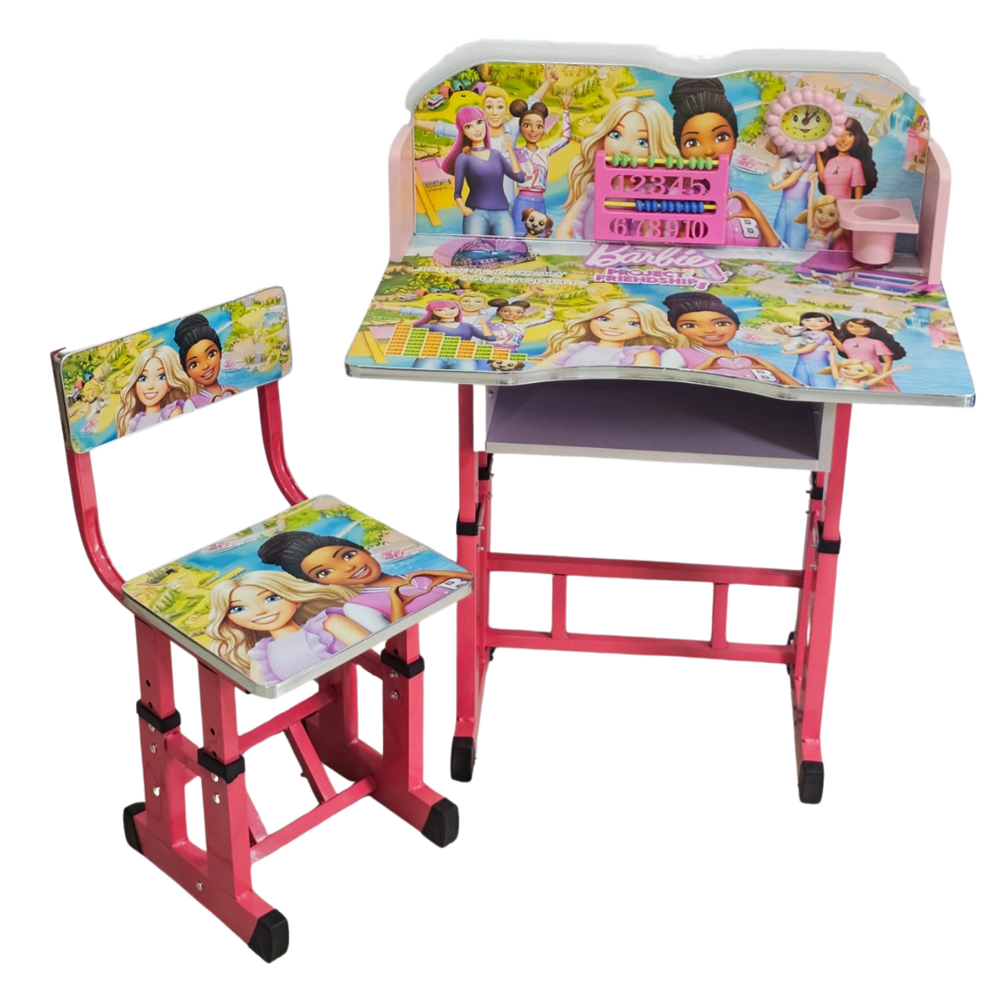 Bureau et Chaise en bois pour Fille – Thème : Barbie / Frozen / Disney / LOL