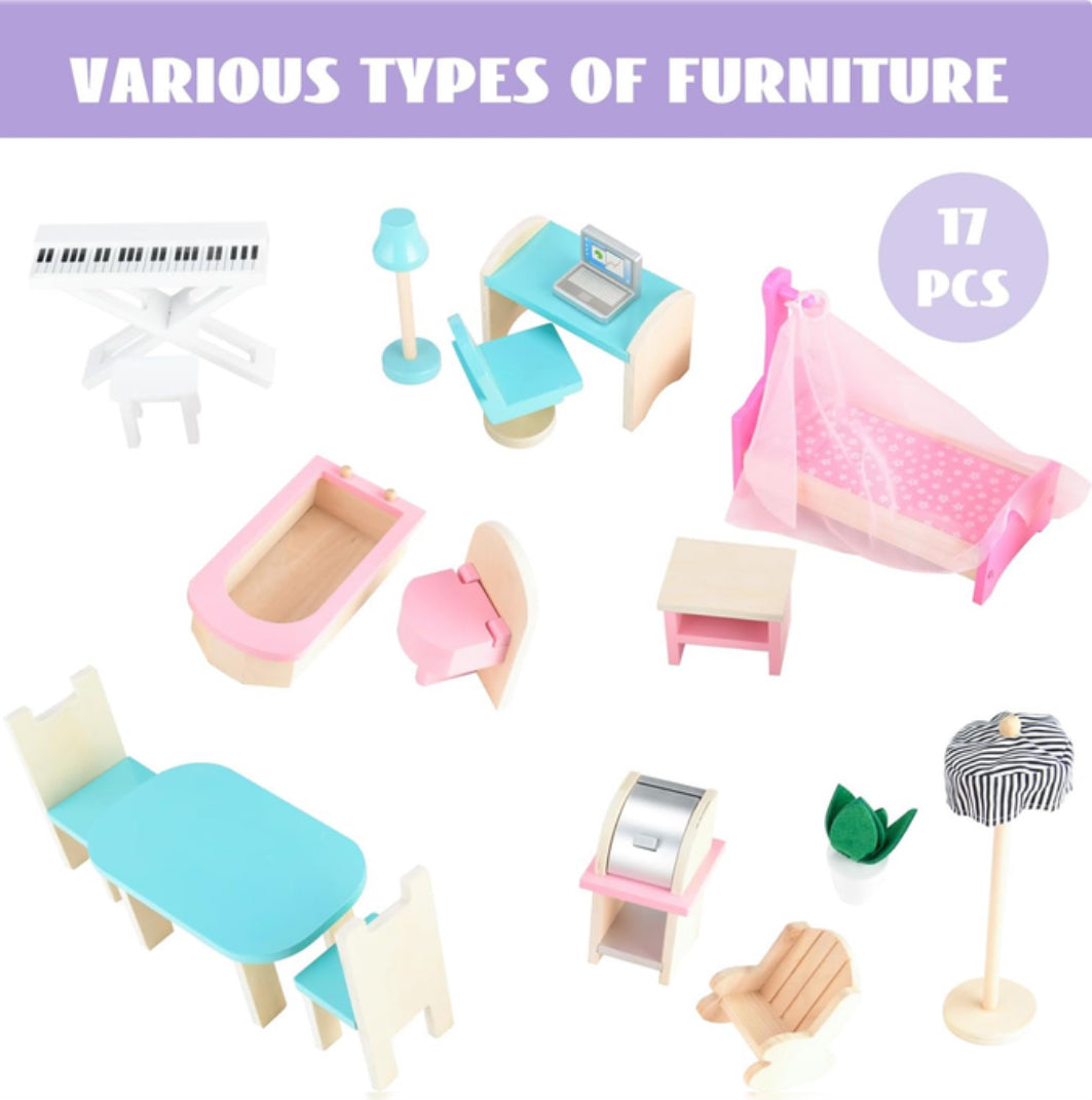 Maison de Poupées avec 17 Pièces