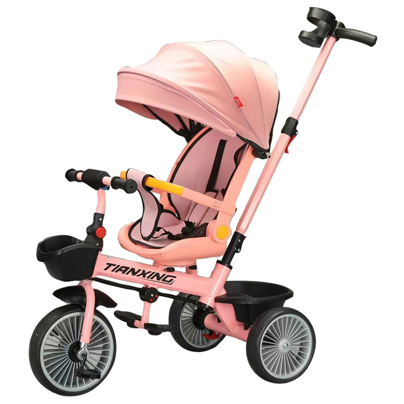 Vélo Tricycle 4 en 1 pour Enfants avec Parasol Réglable