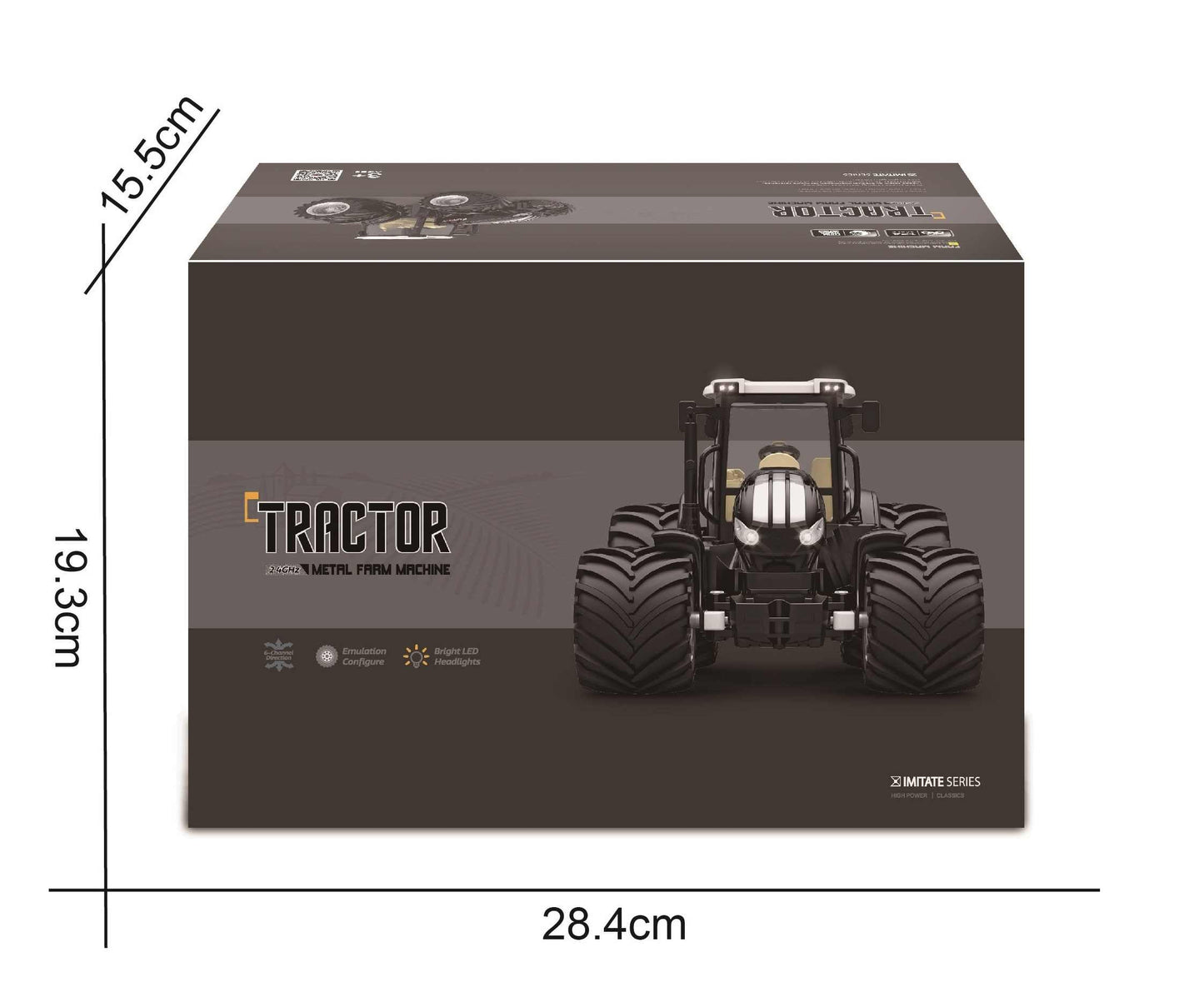 Tracteur RC à Grandes Roues 1/24 – Métal, 6 Canaux 2.4G pour Enfants