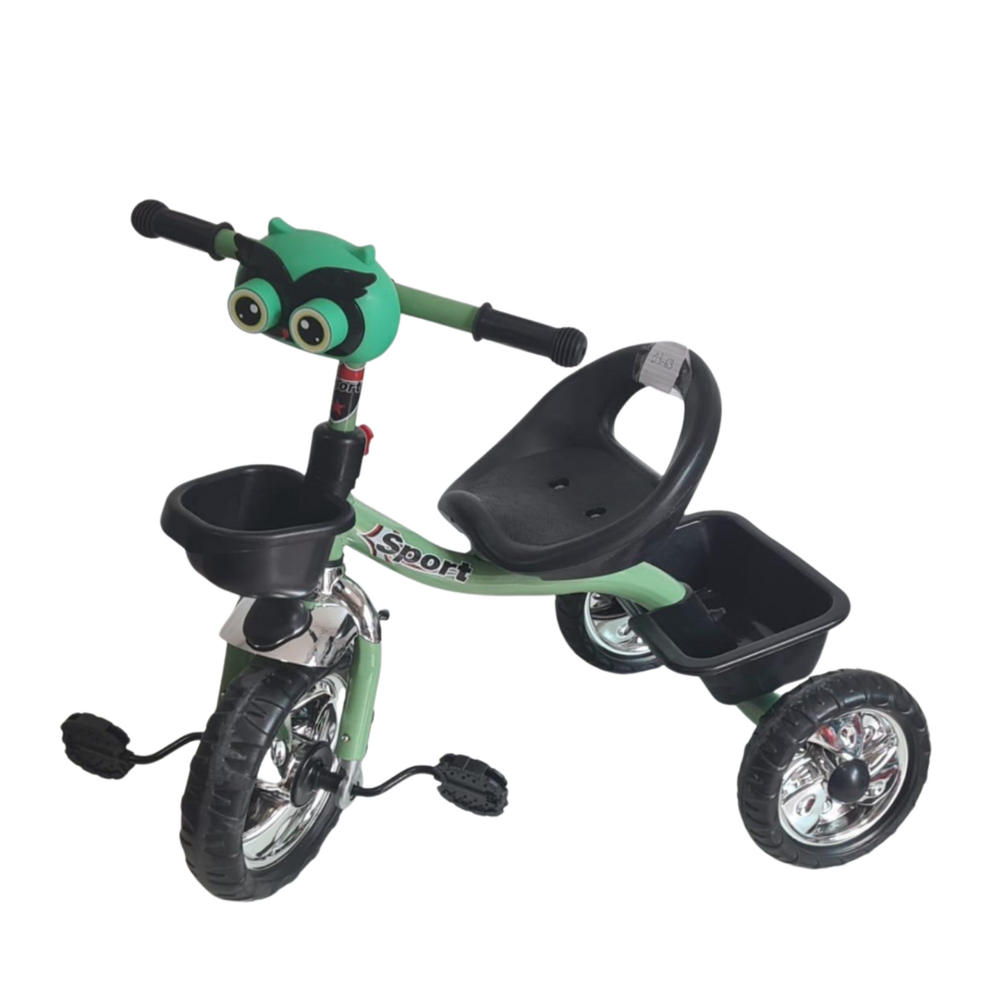 Tricycle pour Enfant “Sport” avec Panier – Vert et Noir