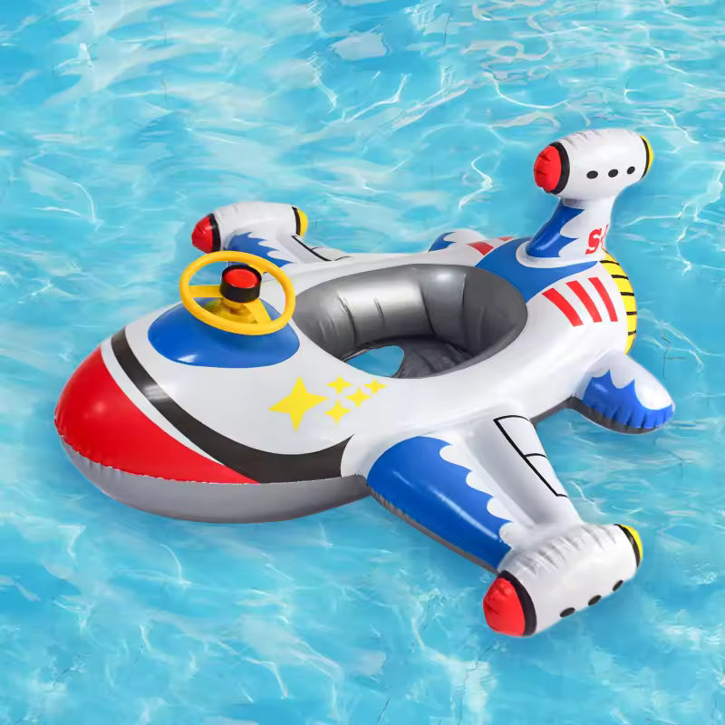 Anneau de siège avion blanc avec volant – Bouée flottante gonflable pour enfants