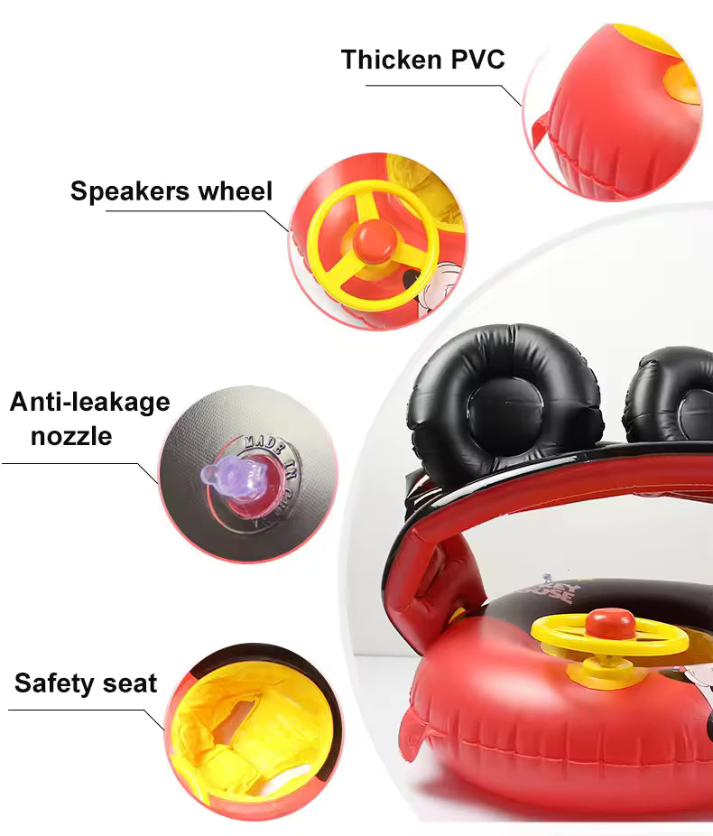 Bouée gonflable Mickey Mouse avec pare-soleil détachable