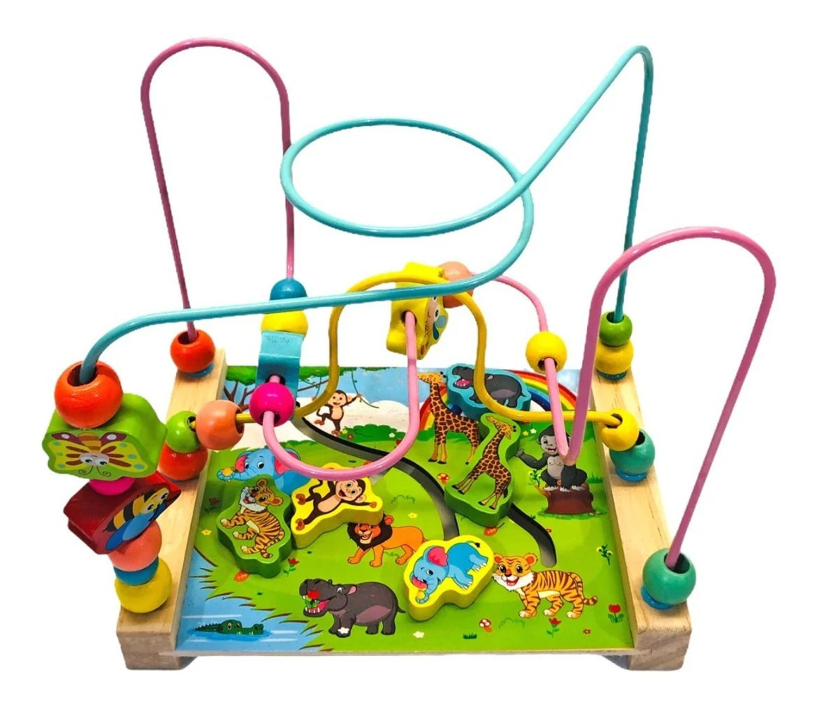Jeu d’Éveil Labyrinthe de Perles en Bois – Thème Animaux