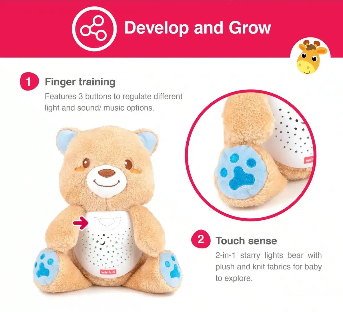 Winfun 2 en 1 Veilleuse Ourson Étoilé