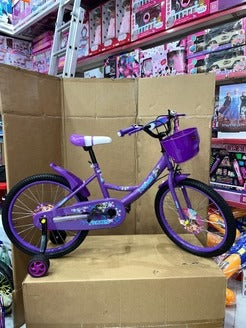 Vélo Frozen – Mauve avec Panier & Roues Stabilisatrices - 3 ans à +10 ans