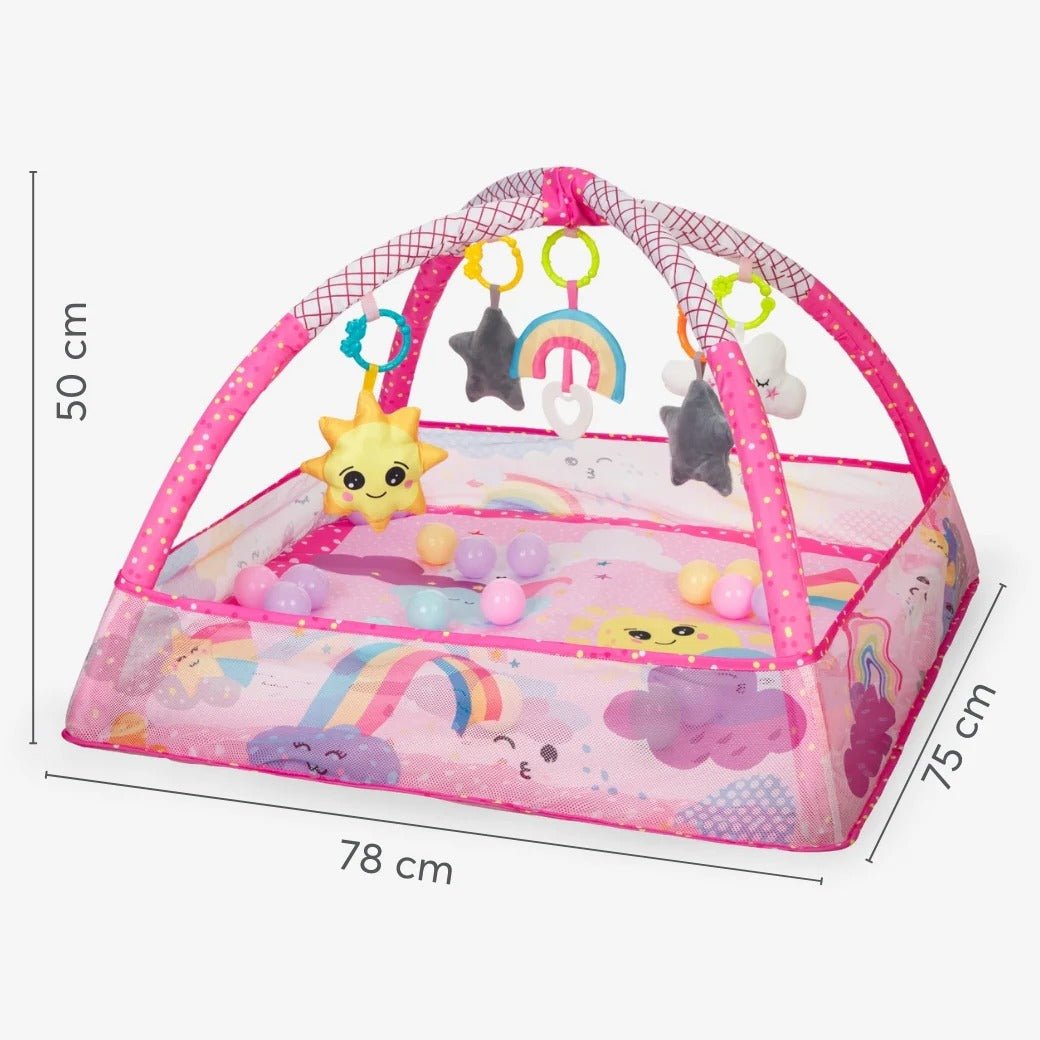 Tapis d’éveil avec 18 balles Pink Sky – KikkaBoo