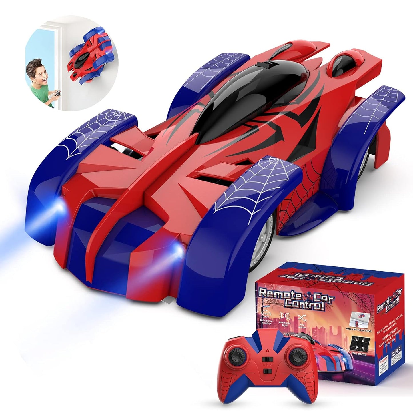 Voiture Télécommandée Spider-Man – Escalade Murale & Rotation 360°