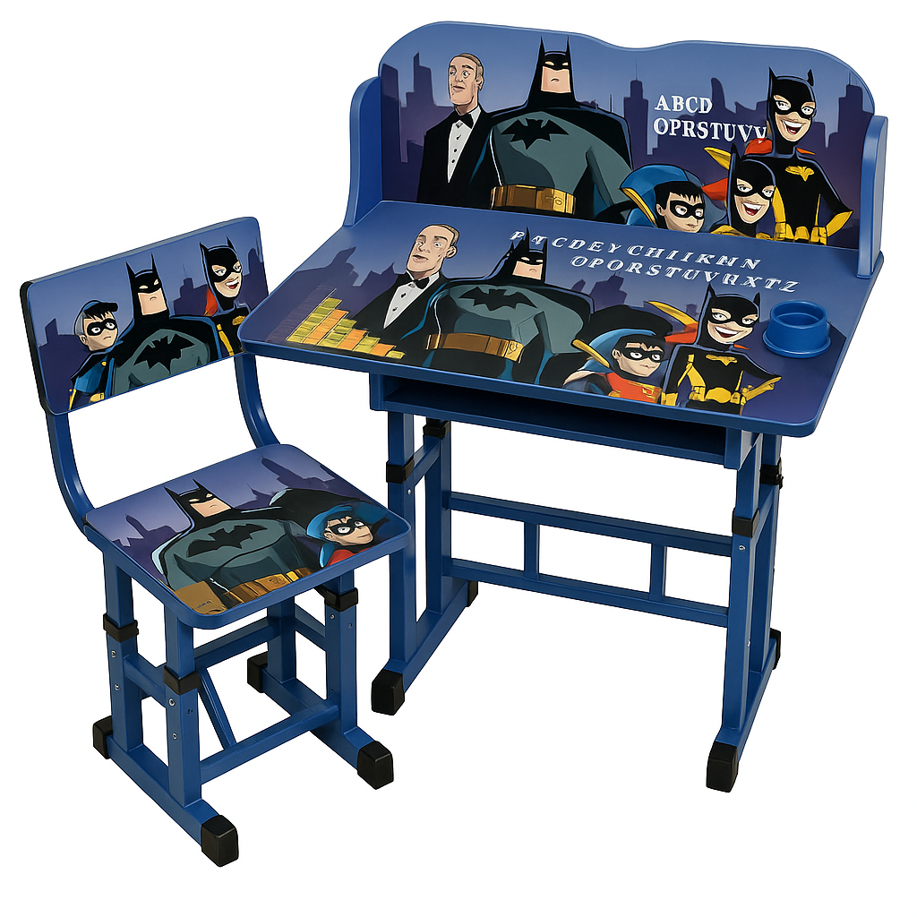 Bureau et Chaise en bois pour Garçons - Thèmes : Batman - Avengers - Cars - Stitch