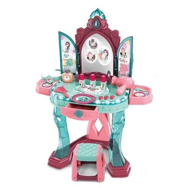 Coiffeuse Enfant Table de Maquillage avec Tabouret et Accessoires - Fonctions Lumineuses et Sonores