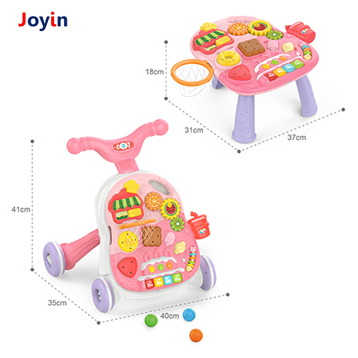 Trotteur Bébé 2 en 1 avec Table d’Activités