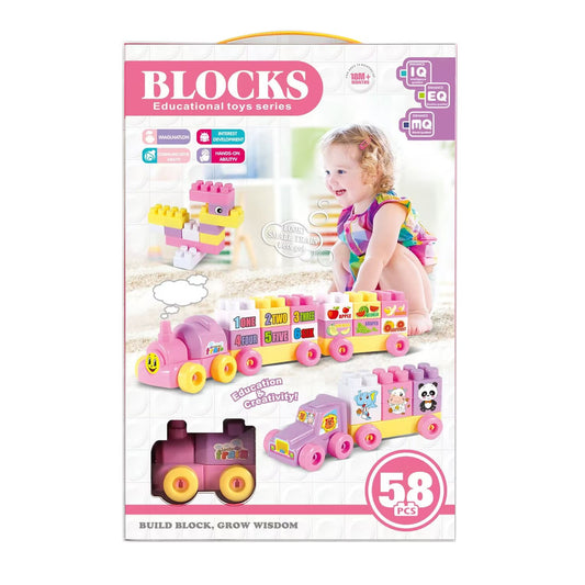 Jeu de Blocs Éducatifs – Coffret 58 pièces avec train