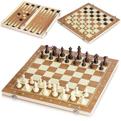 Jeu de société 3 en 1 : Échecs, Dames et Backgammon