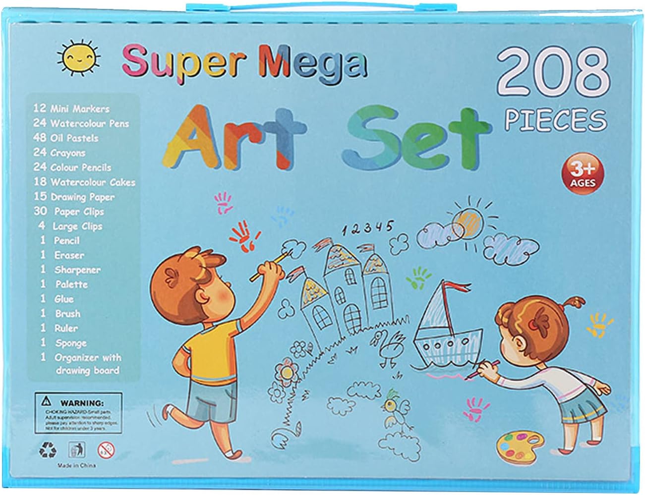 Kit d’Art de Dessin Bleu (208 Pièces)