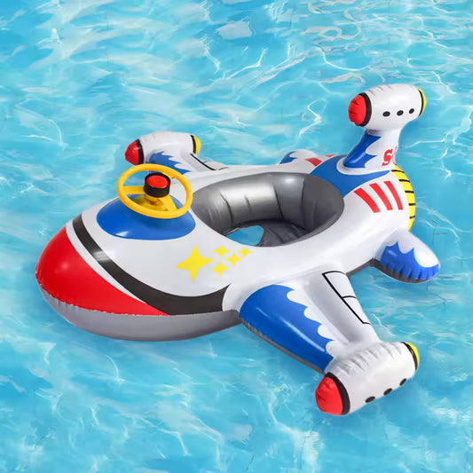 Anneau de siège avion blanc avec volant – Bouée flottante gonflable pour enfants