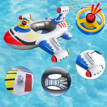 Anneau de siège avion blanc avec volant – Bouée flottante gonflable pour enfants