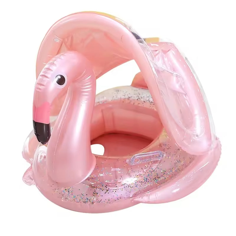 Bouée Flamant Rose Bébé avec Pare-Soleil