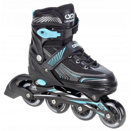 Rollers Évolutifs Noir avec détails en Bleu + Kit Complet de Protection