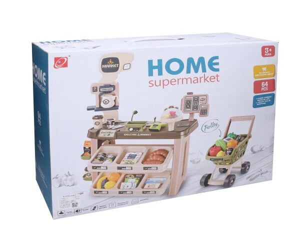 Supermarché Jouet Interactif avec Chariot – 64 Pièces