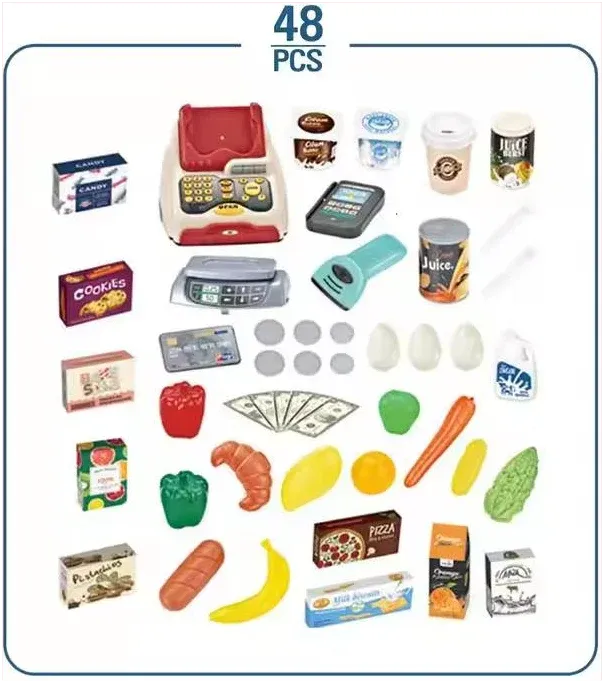 Supermarché Jouet avec Caisse et Chariot – 48 Pièces