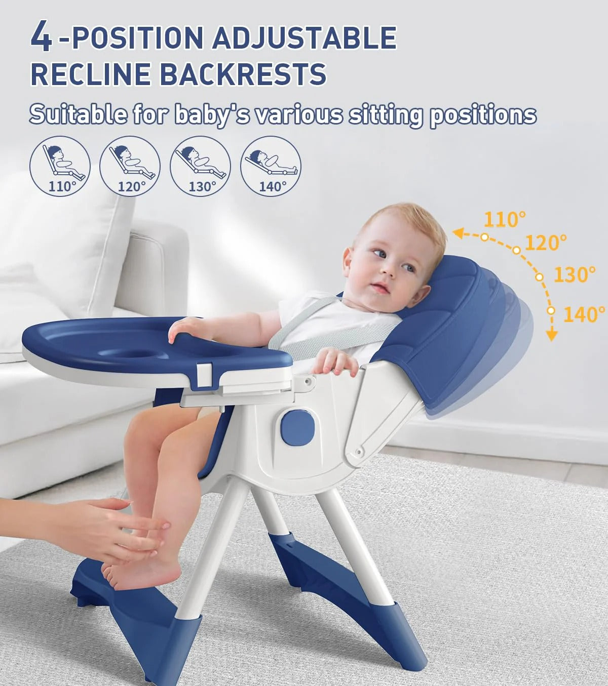 Chaise haute évolutive 5-en-1, pliable et facile à nettoyer