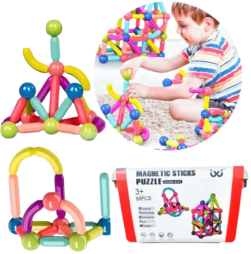 Jeu de Construction Magnétique - 84 Pièces