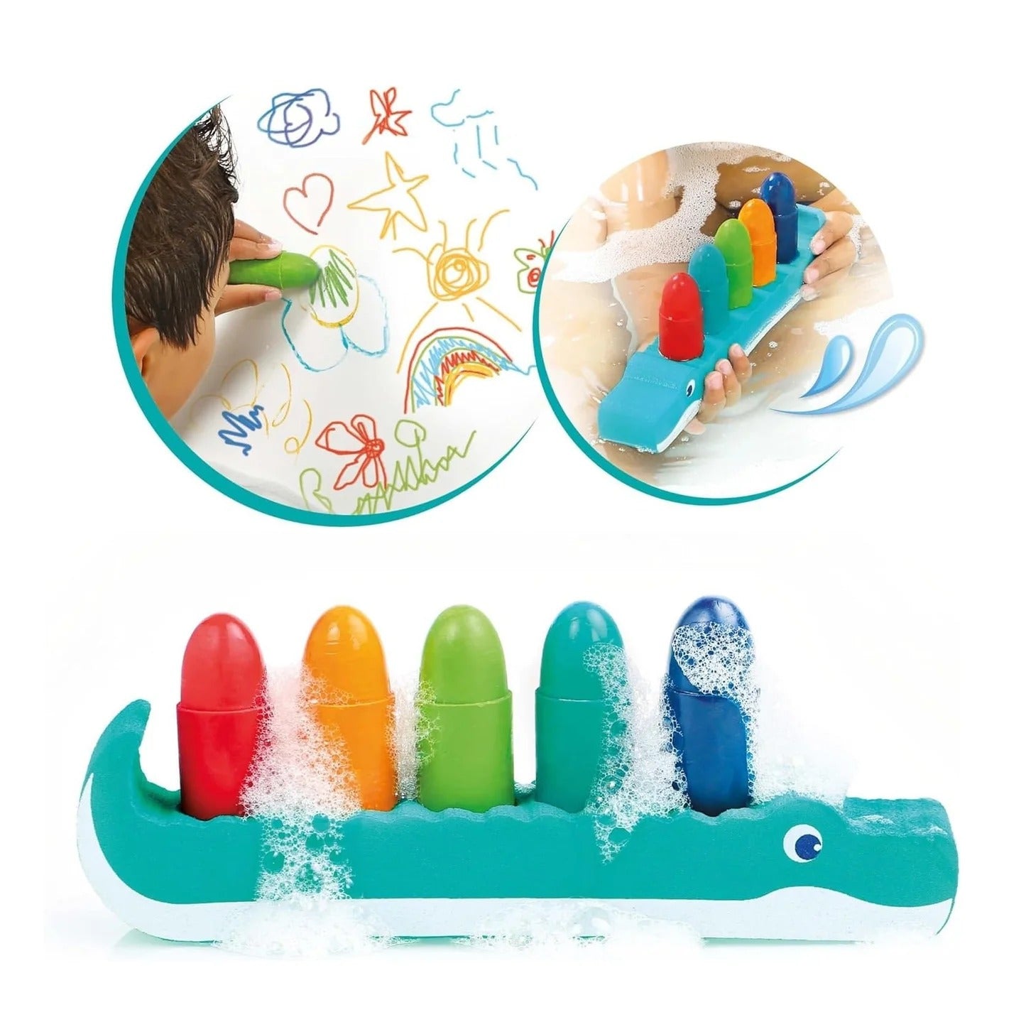Crayons pour le Bain avec Support Crocodile en Mousse 10M+ - LUDI