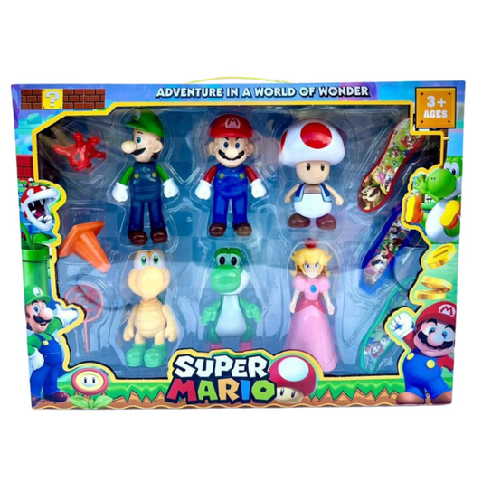 Coffret Figurines Super Mario – Pack de 6 Personnages + Accessoires