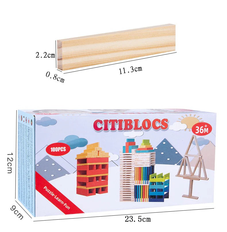 Citiblocs – Coffret de 100 blocs de construction en bois (36 mois+)