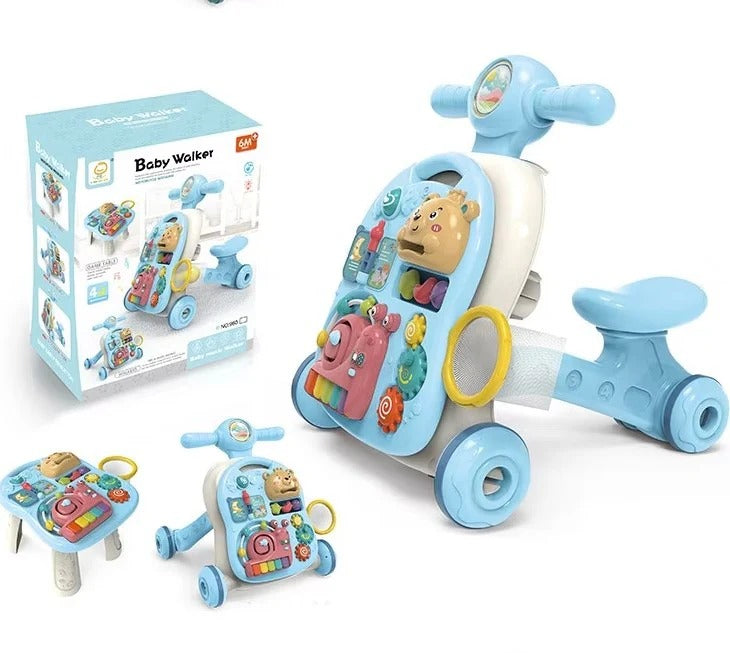 Trotteur 3-en-1 Bleu – Évolutif, Éducatif et Sécurisé !