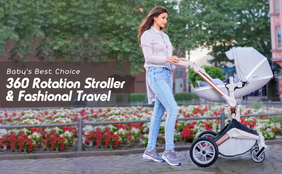 Poussette en cuir pour bébé Hot Mom 360°