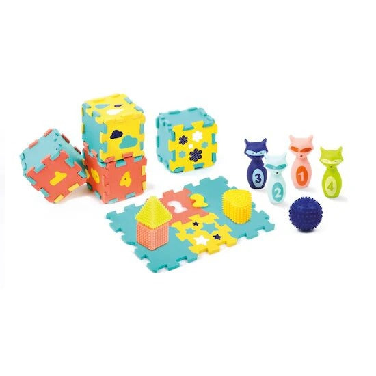 Ludi Coffret d’Activités Bébé – Tapis, Quilles et Formes dès 10 mois