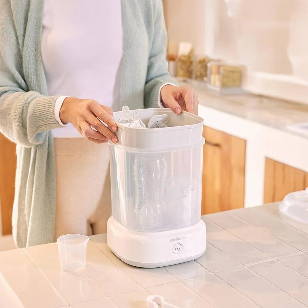 Miniland Mini steamy - Stérilisateur blanc de grande capacité