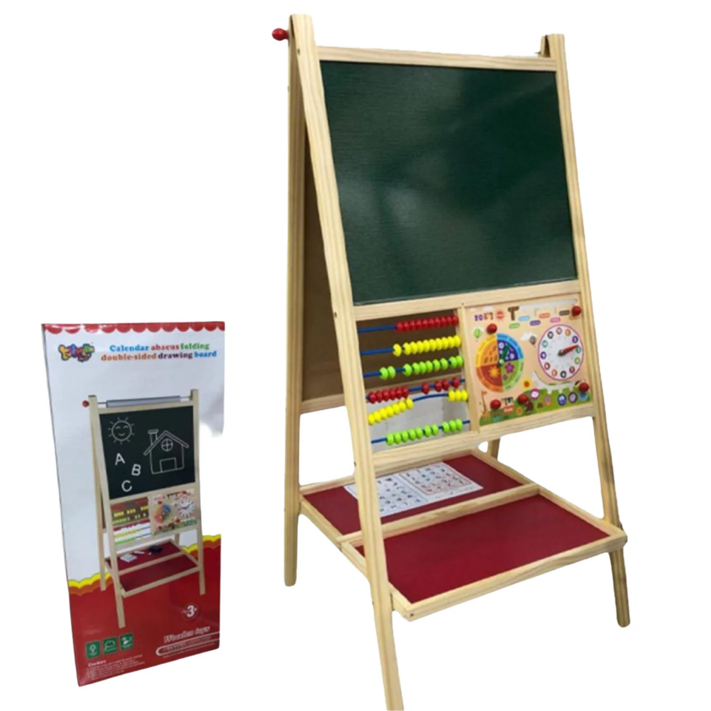 Tableau Éducatif Double Face en Bois – Ardoise & Tableau Magnétique