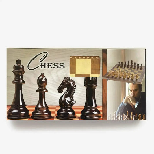 Coffret en Bois 3 en 1 – Échecs, Dames et Backgammon (25 x 25 cm)