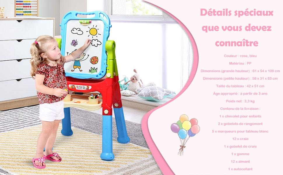 Chevalet Double Face pour Enfants – Tableau Blanc et Tableau Noir Rotatif