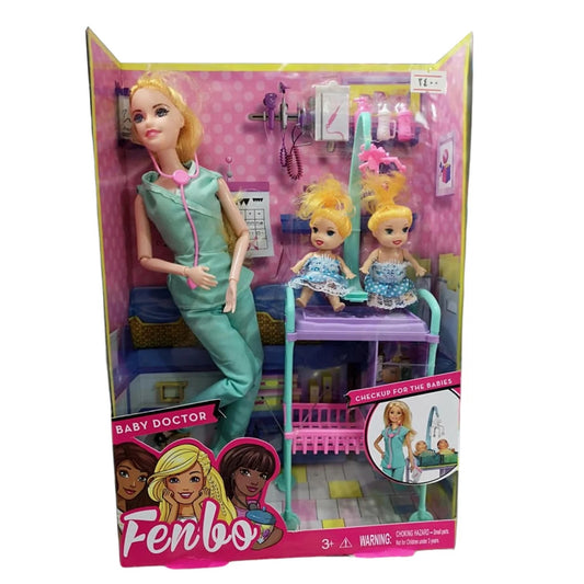 Poupée Docteur avec 2 Bébés – Jeu de Rôle
