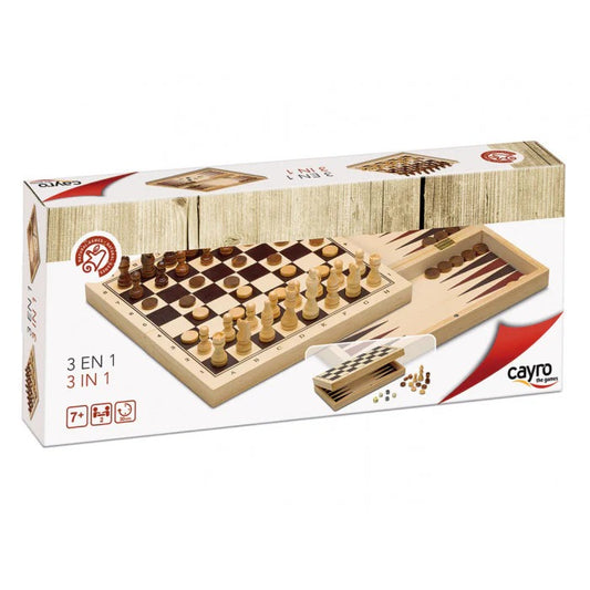 Cayro 3 en 1 – Échecs, Dames et Backgammon