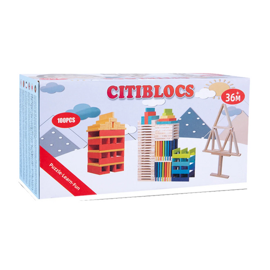 Citiblocs – Coffret de 100 blocs de construction en bois (36 mois+)