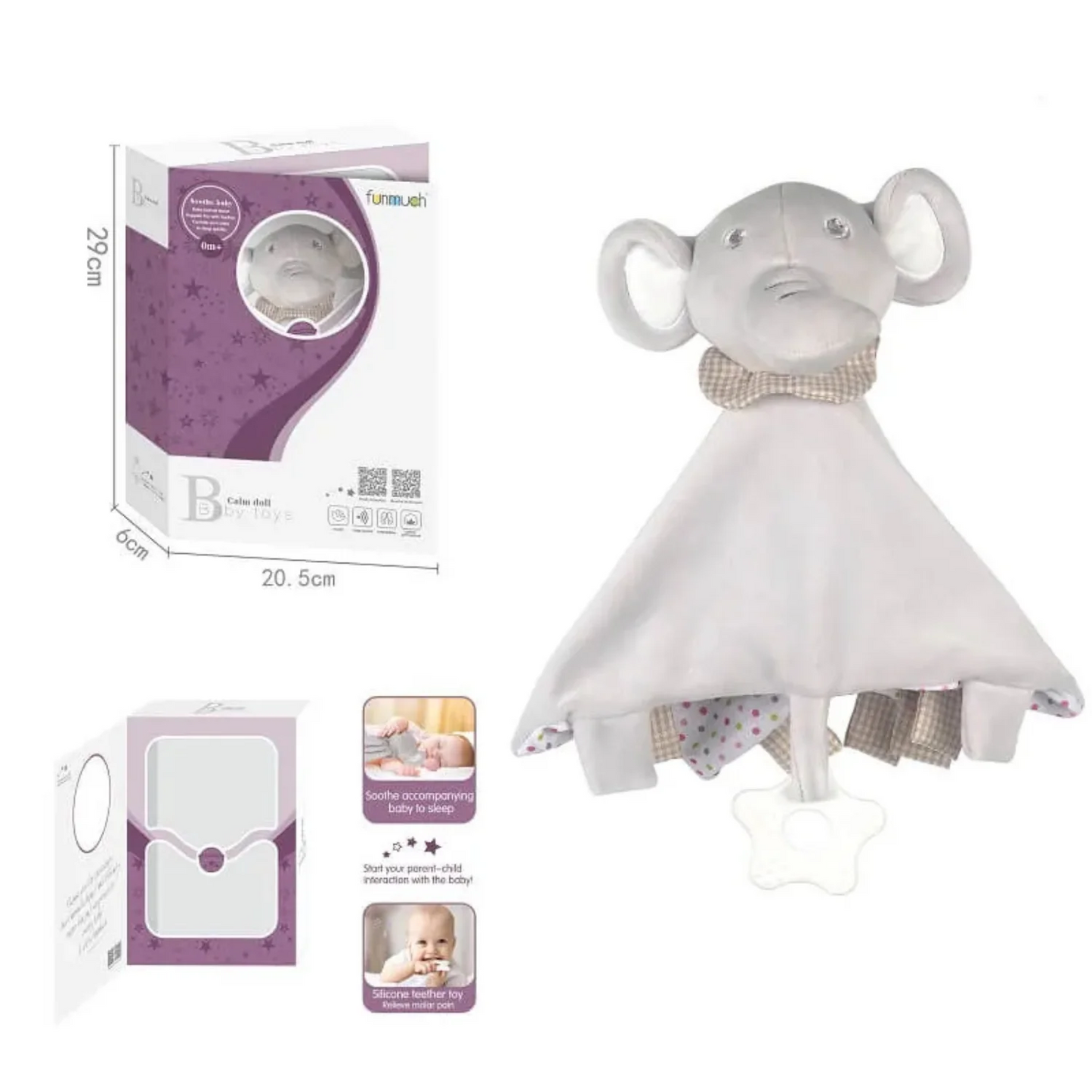 Doudou Peluche éléphant gris - Funmuch