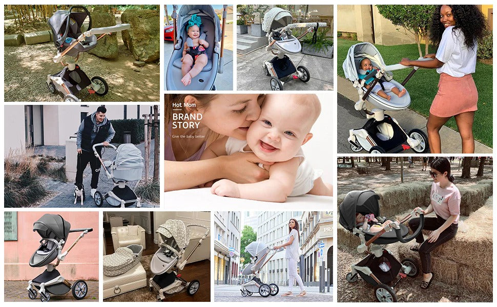 Poussette en cuir pour bébé Hot Mom 360°