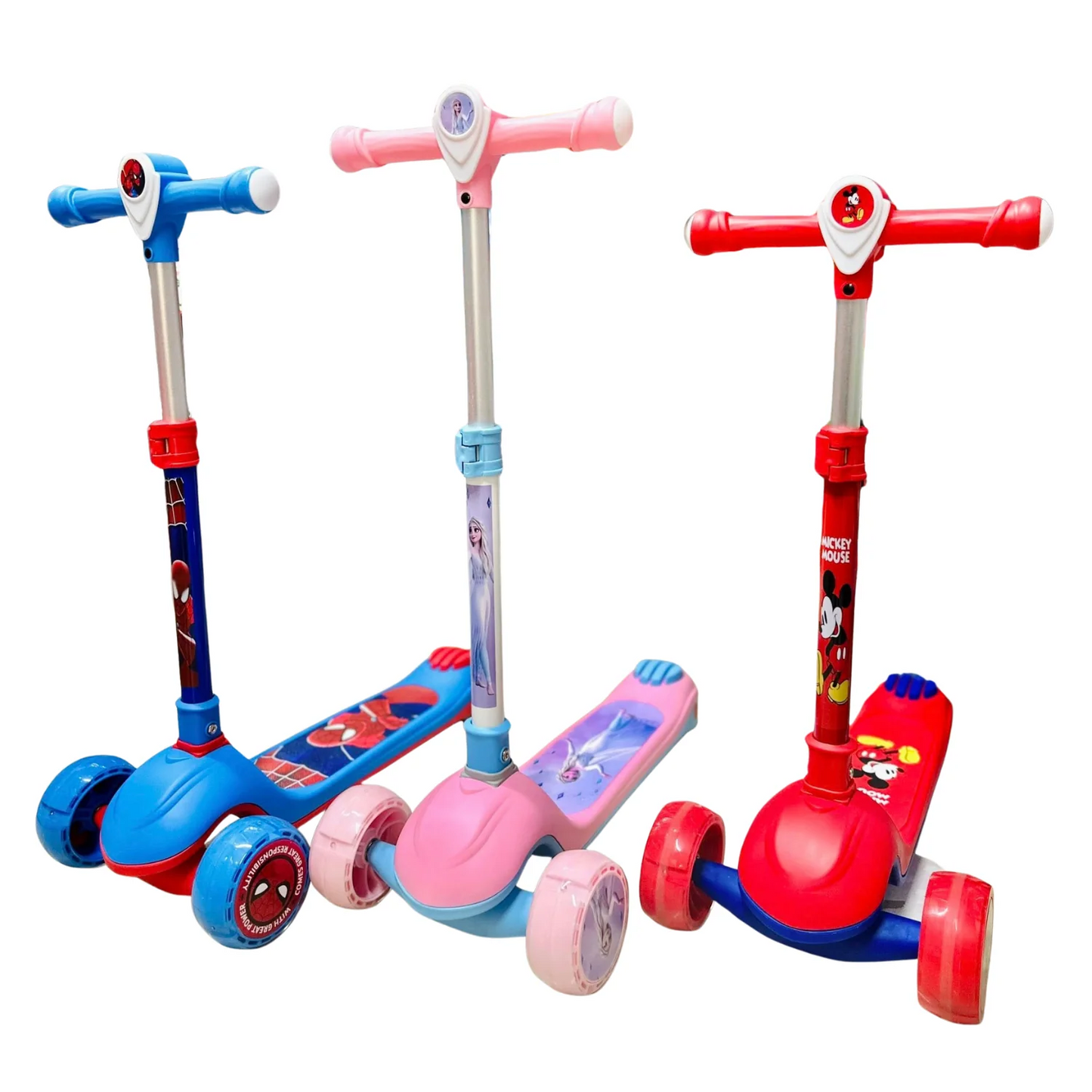 Trottinettes enfants – Spiderman, Reine des Neiges & Micke