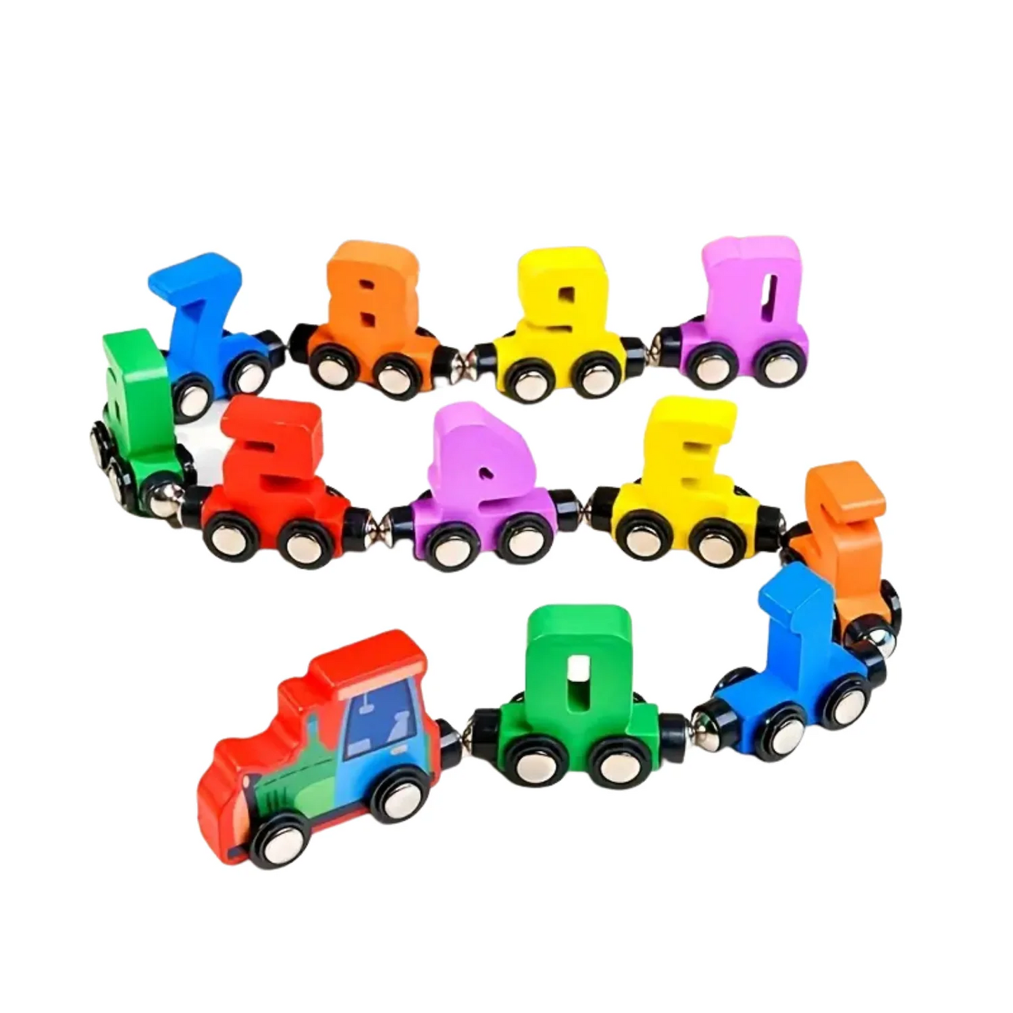 Train magnétique éducatif en bois – Apprentissage des chiffres et symboles mathématiques