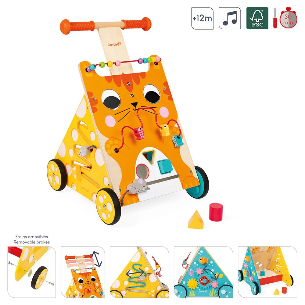 Chariot Multi-Activités Chat en Bois – Janod