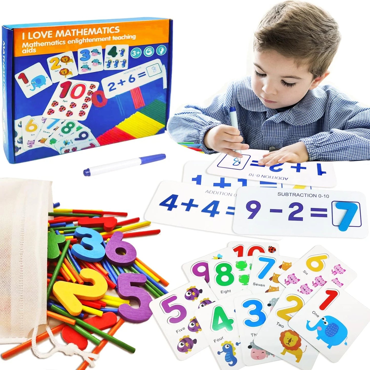 Jeu Montessori de Mathématiques – Bâtons de Comptage et Blocs Numériques