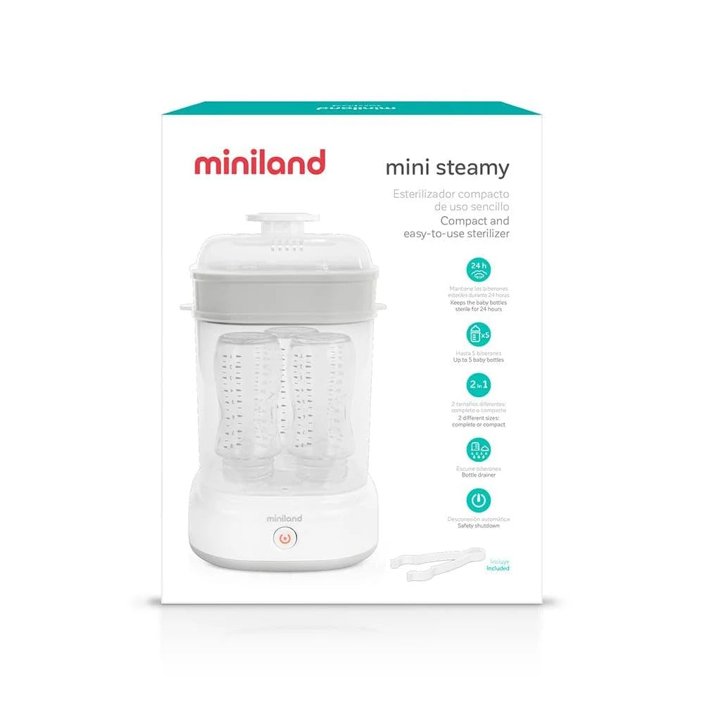 Miniland Mini steamy - Stérilisateur blanc de grande capacité