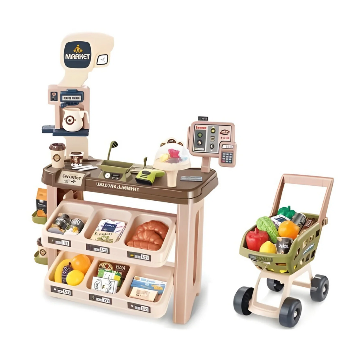 Supermarché Jouet Interactif avec Chariot – 64 Pièces
