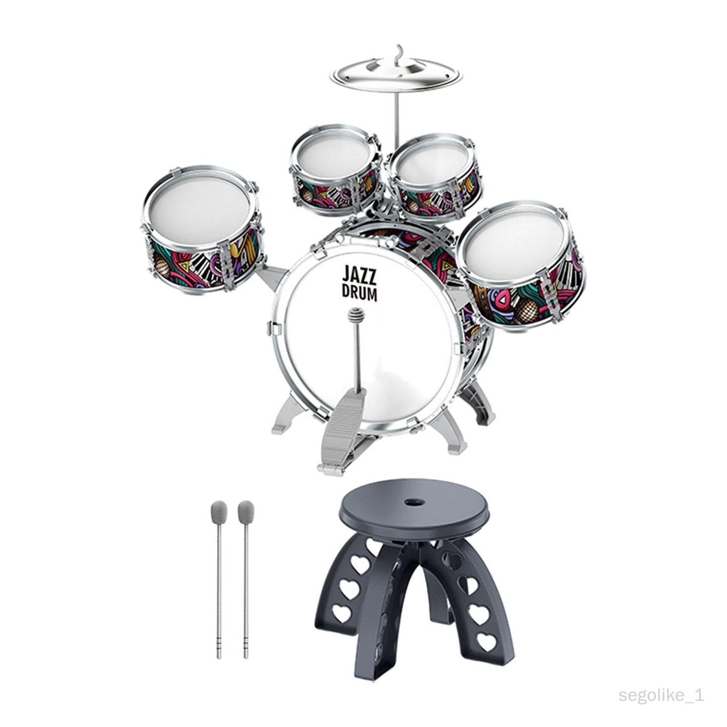 Ensemble de Batterie avec Tabouret pour Enfants